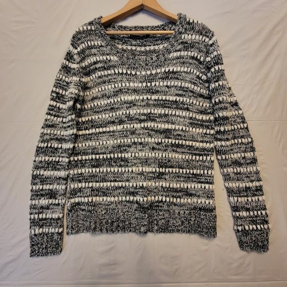 Effeci Creazioni Black White Blended Striped Cable Knit Pullover Sweater Size M - Picture 2 of 11